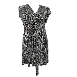 Liz Claiborne Zebra‎ Print Dress Women’s Large Petite NWT Lined Black White Belt